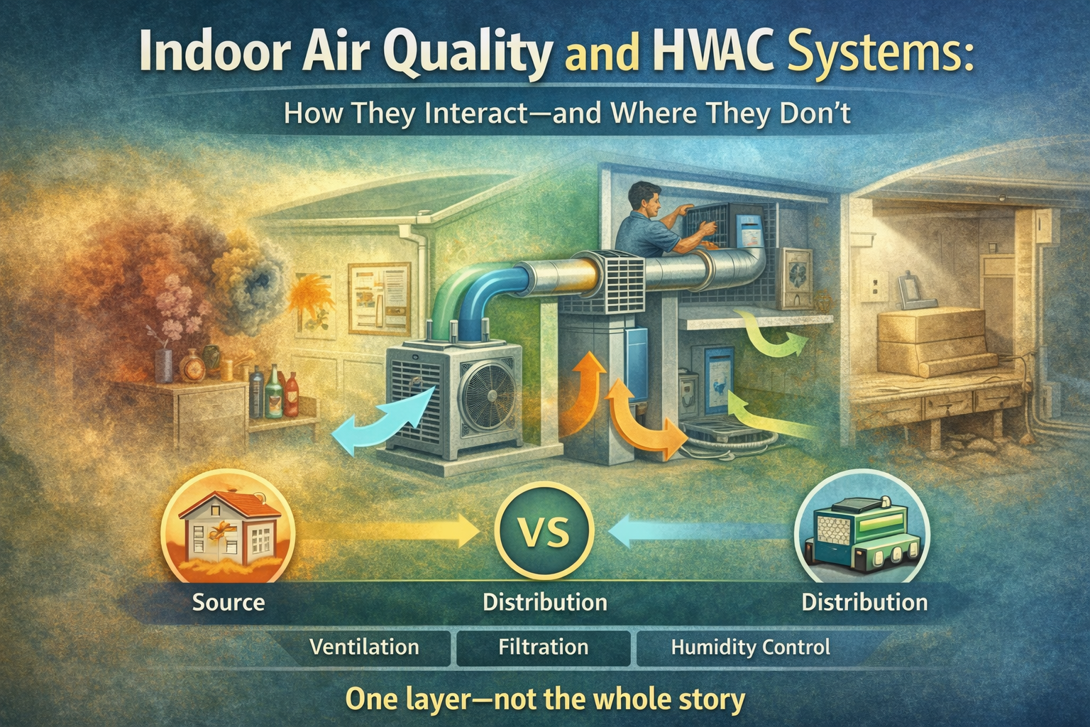 Diagram: airflow paths showing source vs distribution
