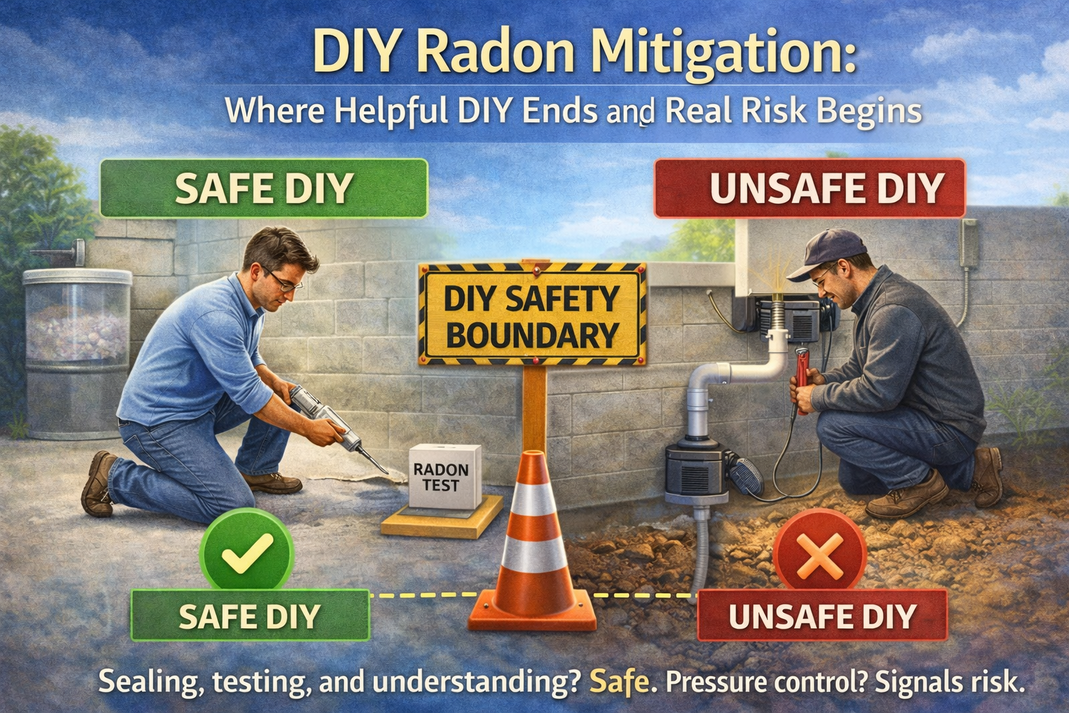 Sub-slab airflow vs visible basement diagram