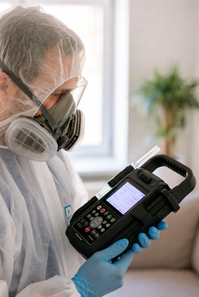 Inspector examining ventilation and exhaust points