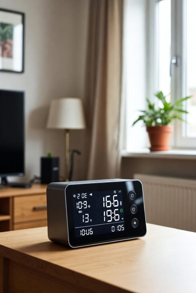 Local technician testing air in a lived-in home