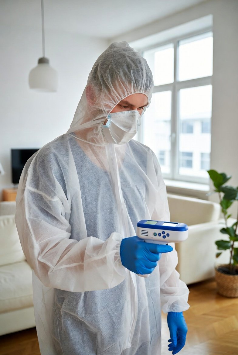 Portable air monitor placed centrally